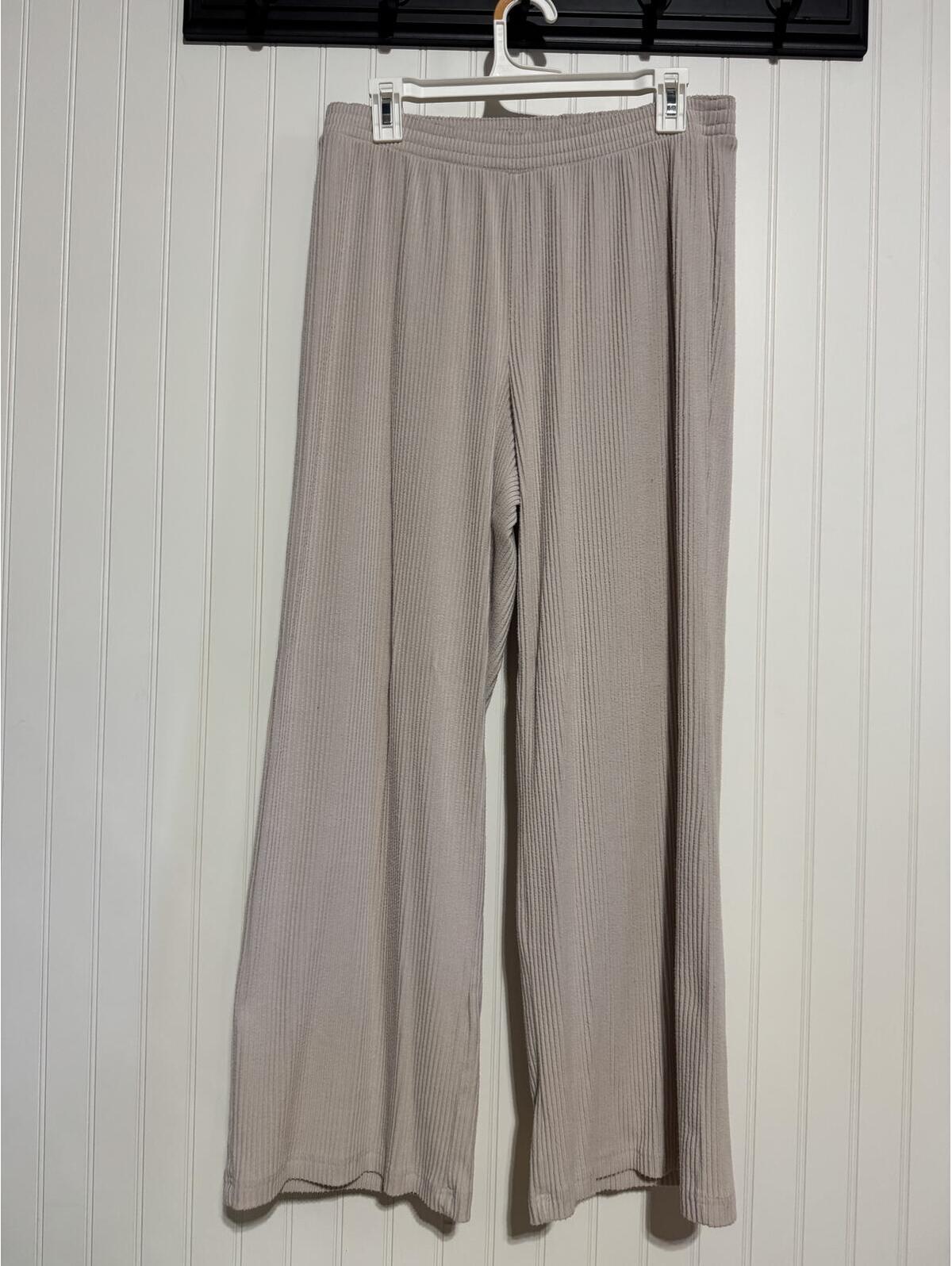 Gap Cotton Beige Easy Ribbed Wide Leg Pants